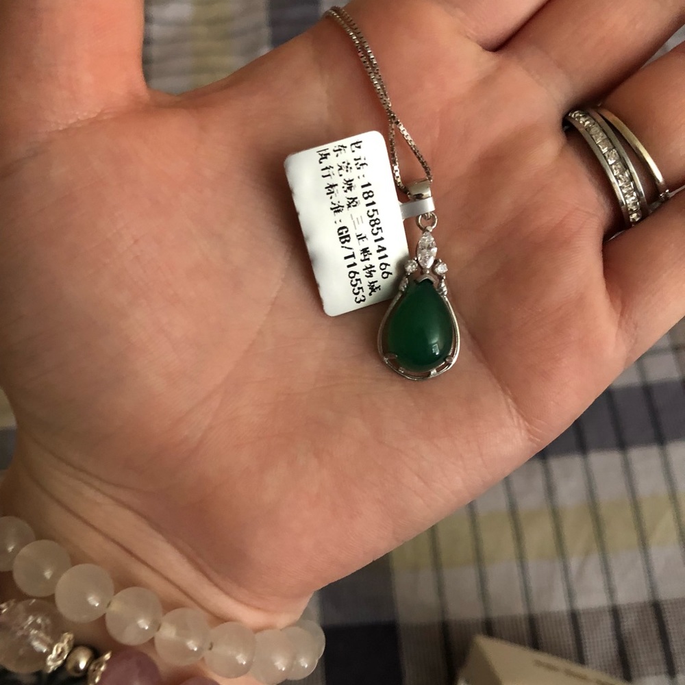 Greenstone 925 silver necklace